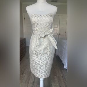 Jenny Yoo Strapless Polka Dot Cocktail Dress